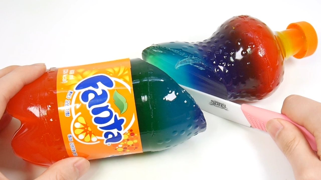 DIY How To Make 'Rainbow Real Colors Fanta Drinking Water Bottle Gummy Pudding Jelly'