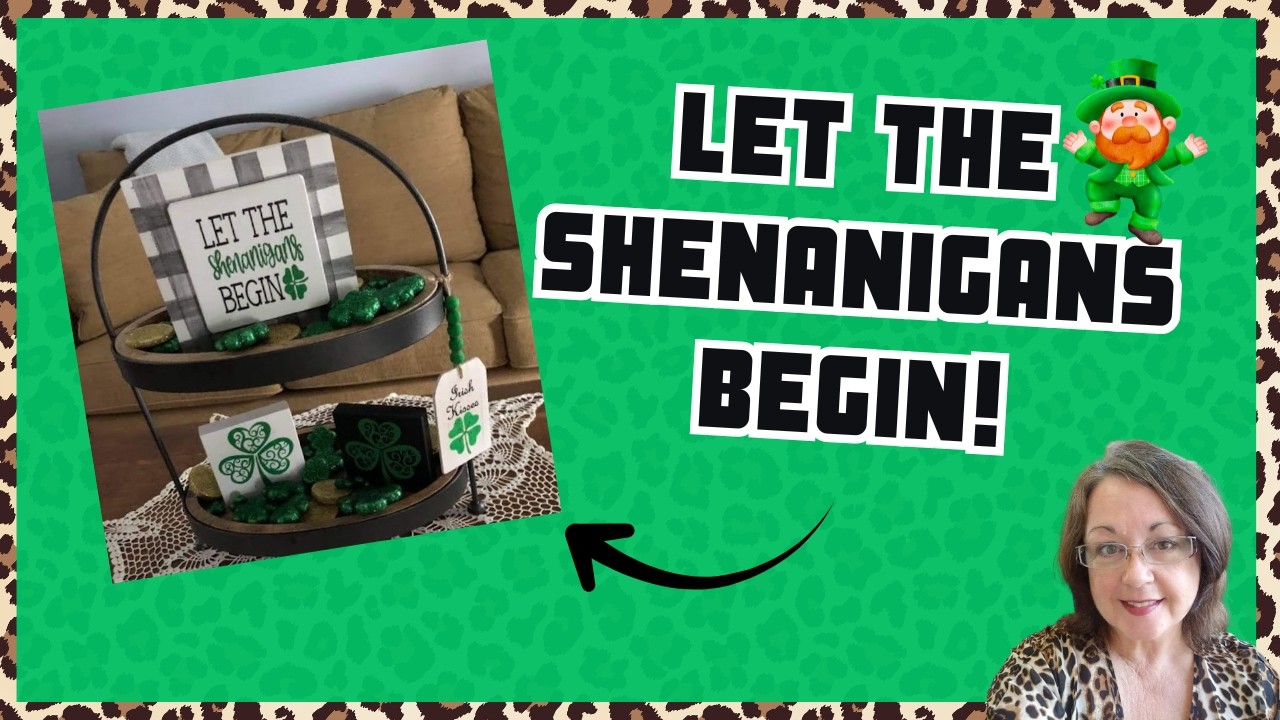 DIY St. Patrick’s Day Mini Signs (Stencil Tutorial + Tiered Tray Decor!) #stpatricksdaydecor