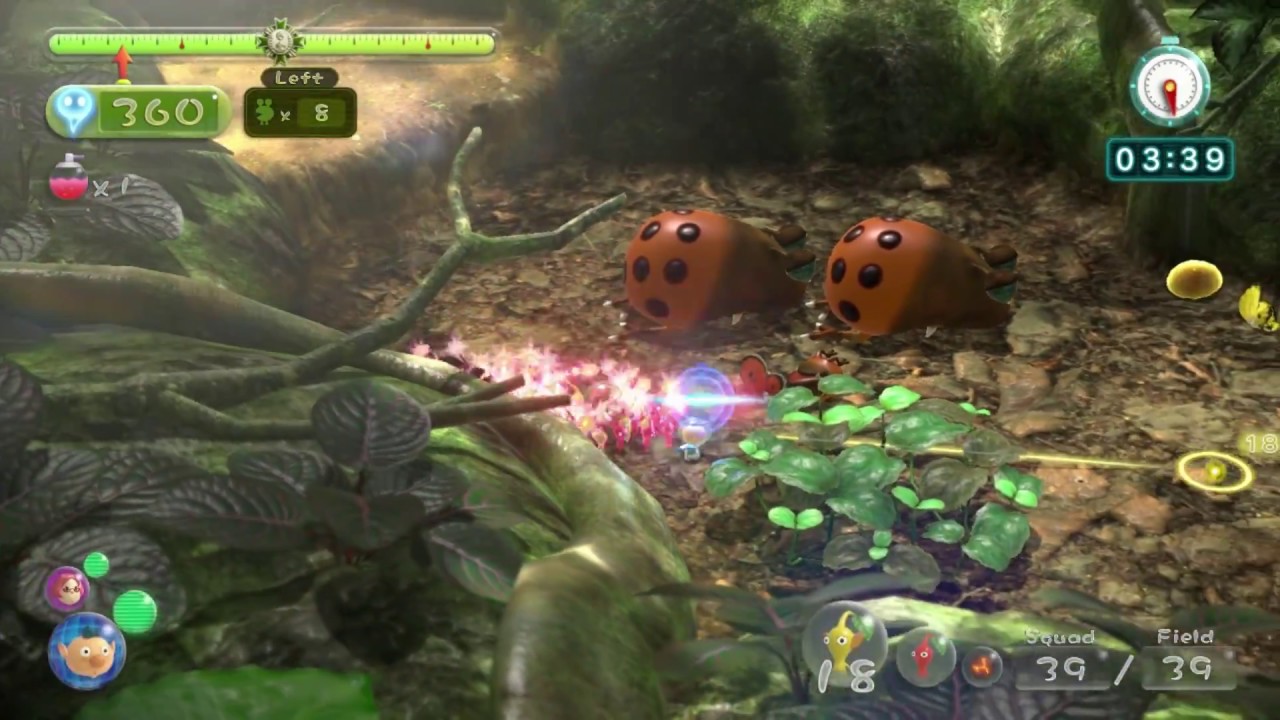 Pikmin 3 Mission Mode - Battle Enemies #01: Tropical Forest (Platinum/No Deaths)