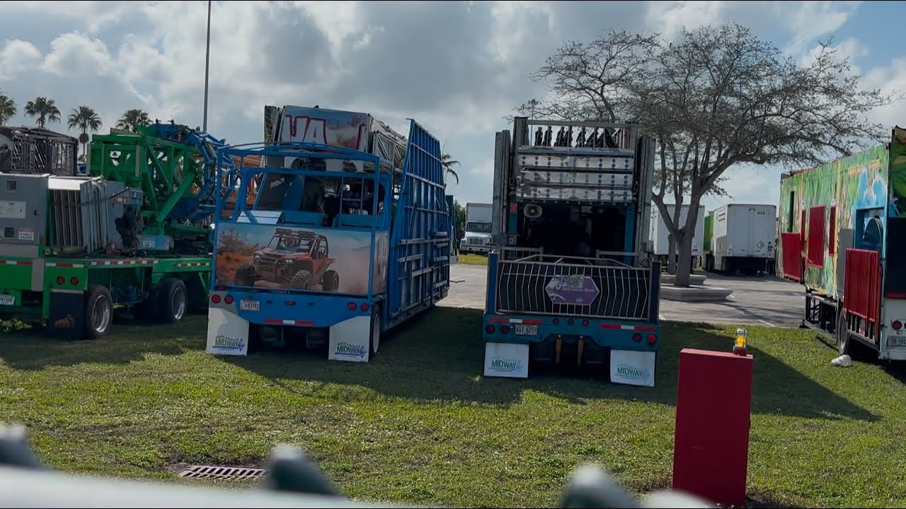 Racked Rides, Miami Dade County Youth Fair 2025 setup video 1. #rackedrides #fair #carnivalrides