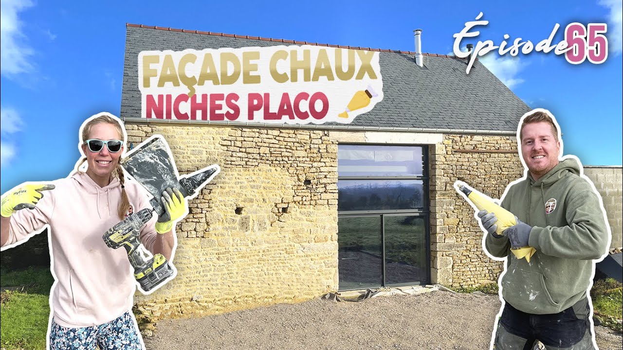 FAÇADE à la CHAUX et création niches en plaque de plâtre - EP65 - rénovation maison