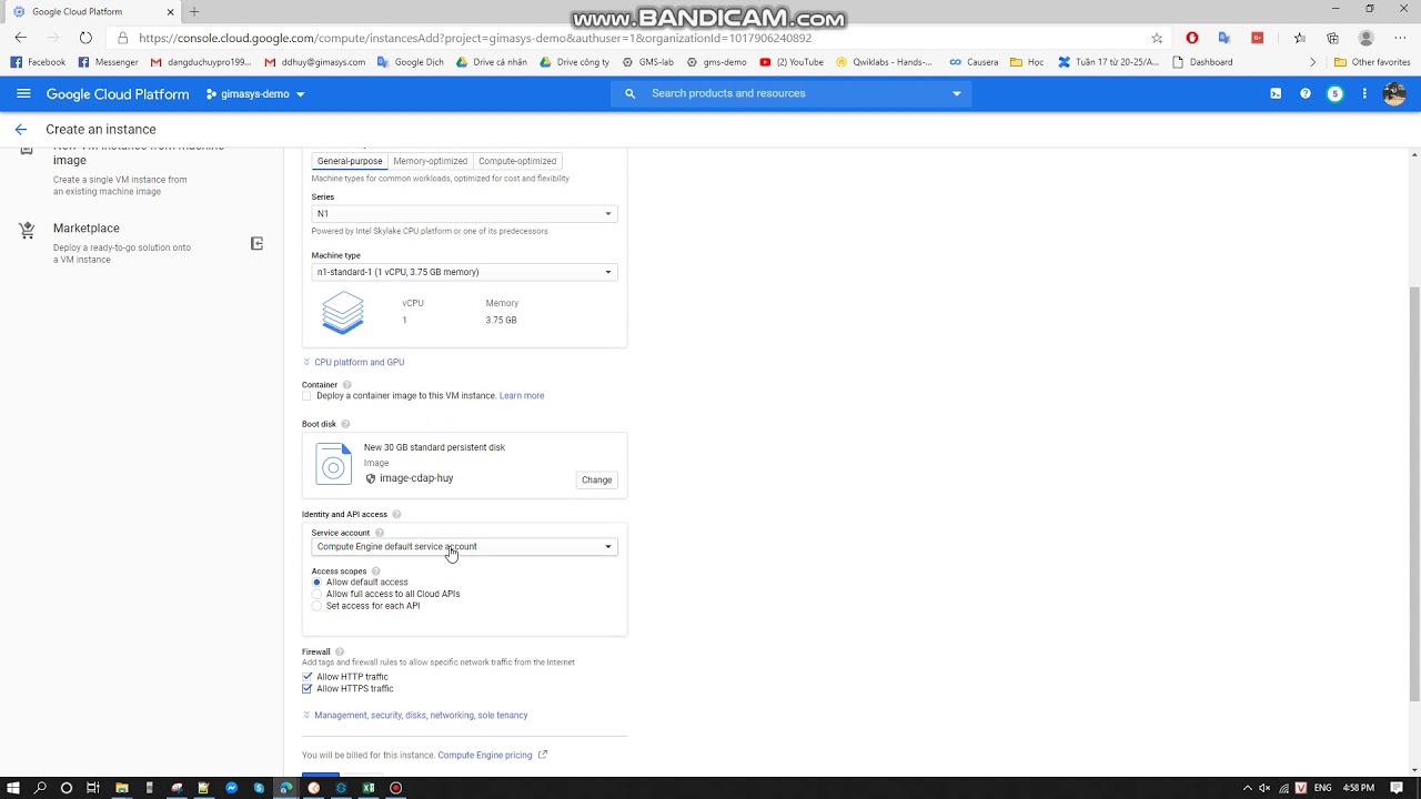 Migrate google cloud compute instance from another project
