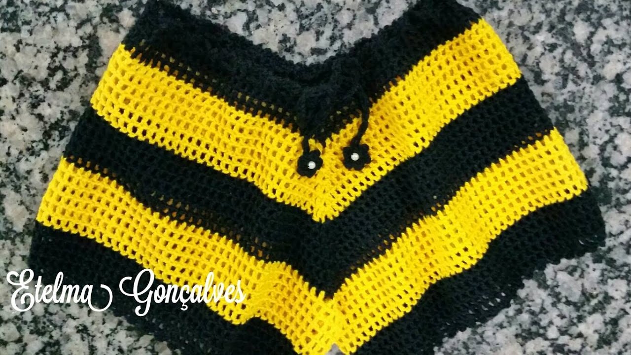 Short listrado em crochê (P) Moda Praia  - 1 parte
