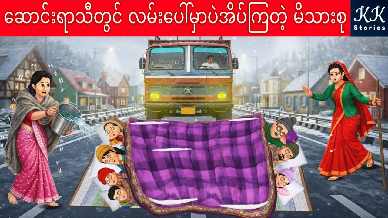 ဆောင်းရာသီတွင် လမ်းပေါ်မှာပဲအိပ်ကြတဲ့ မိသားစု... KK Stories Official