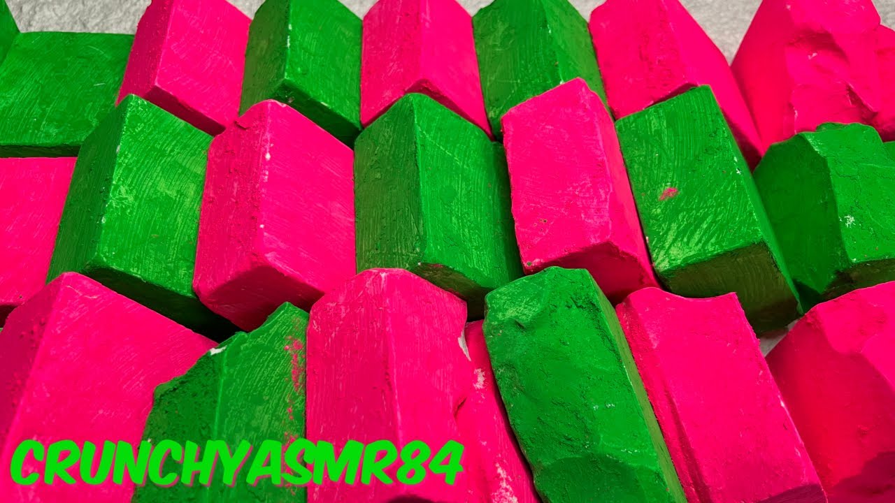 28 Pink & Green Wicked Themed Chalk Crush | Oddly Satisfying | ASMR | Sleep Aid