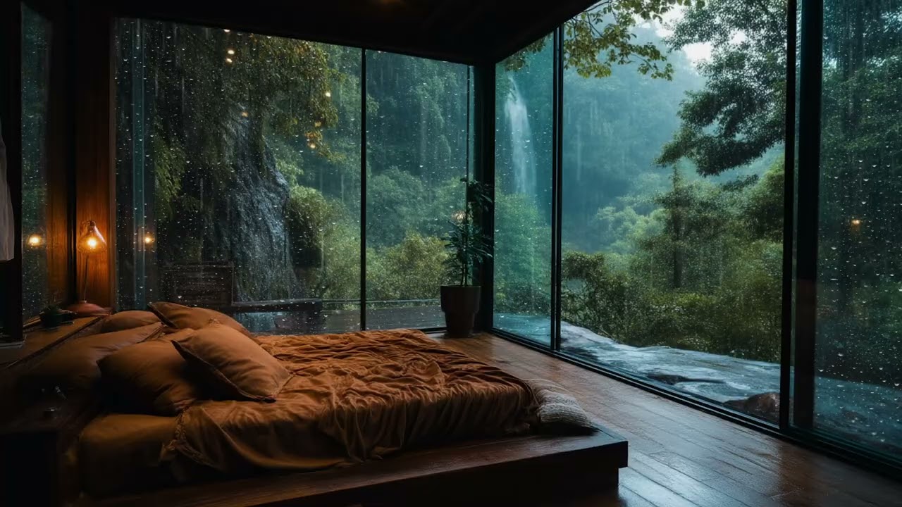 Thunder Rain in a Traditional Japanese House Relaxing Piano, Storm Ambience for Deep Sleep