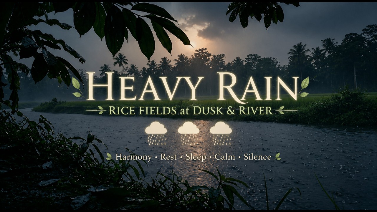 Rain ASMR in Peaceful Rice Fields | Flowing Water & Calming Nature Sounds