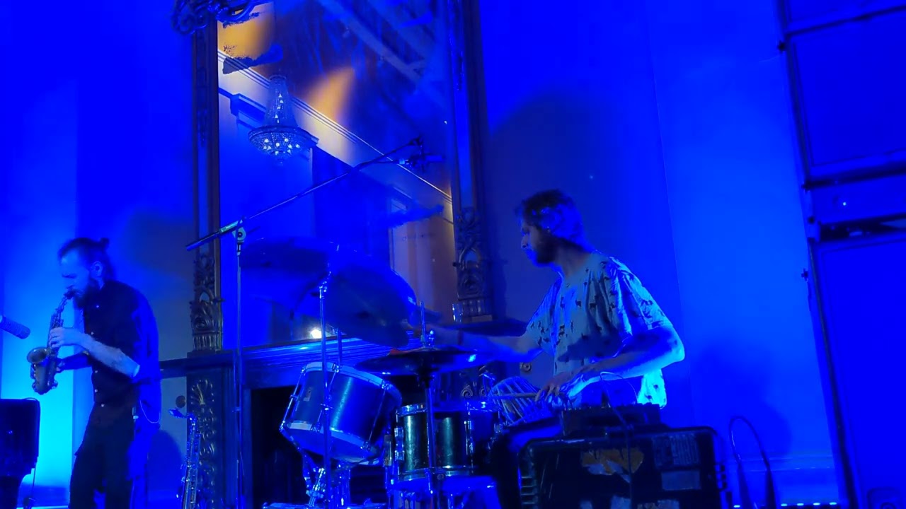 Jesse Barrett drumming with Mammal Hands. Coventry Feb 2022.