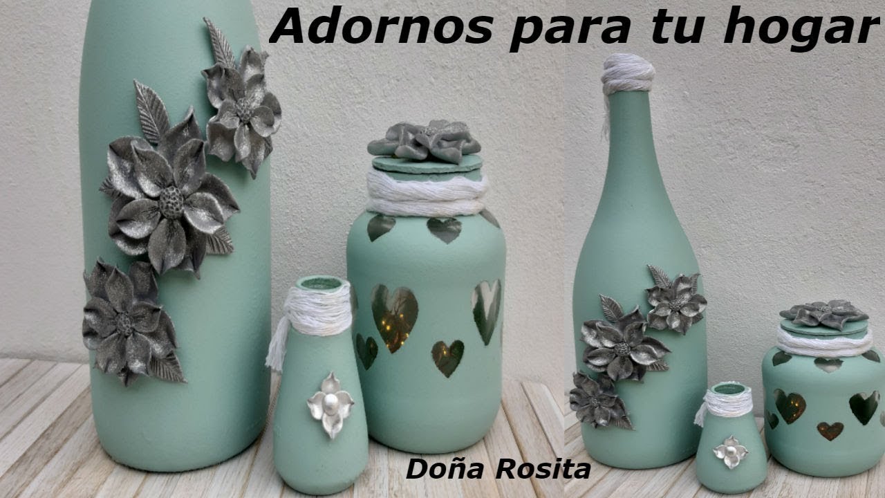 DIY 3 manualidades con reciclaje de botellas y frascos de vidrio , manualidades facil de hacer