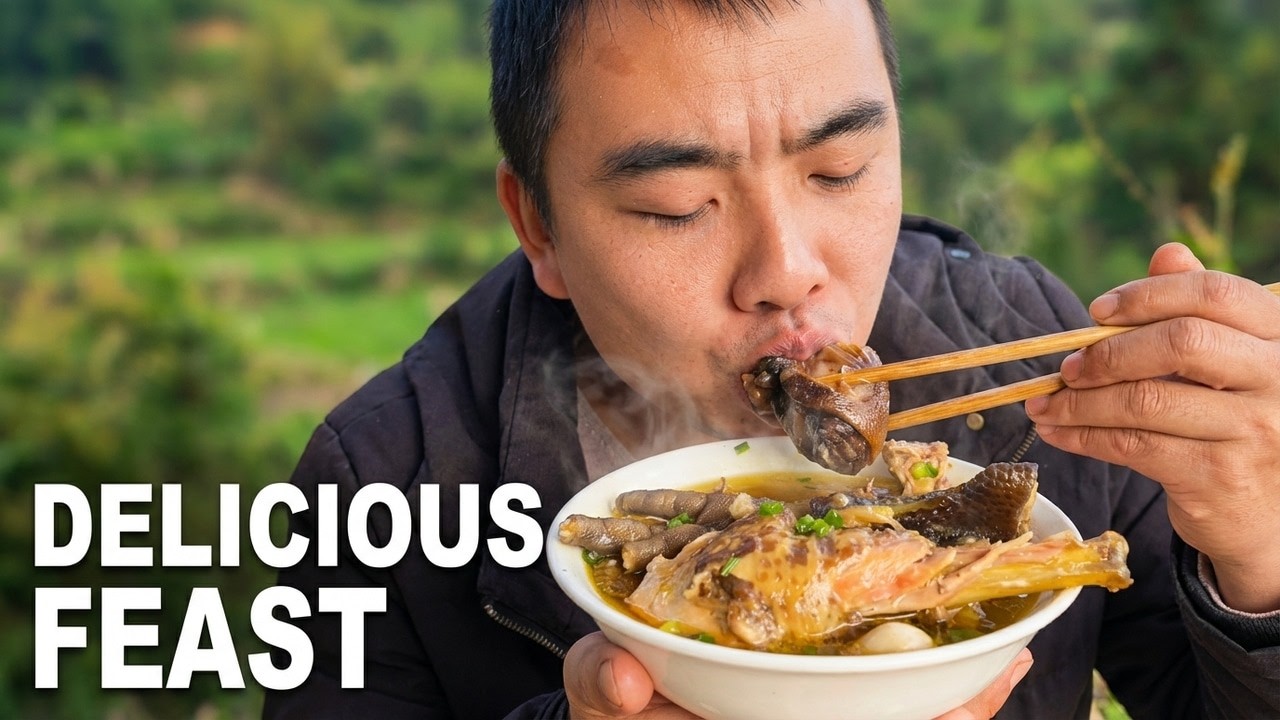 Satisfying Eating Chicken Soup, Rural Fod Eating Show Really Delicious Food