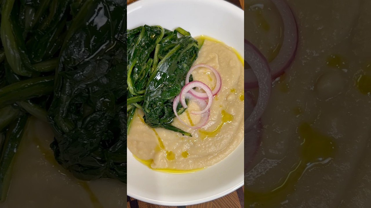 Fave e cicoria (Fava bean puree with chicory) #food #italiancusine #shorts #recipe #favabeans #bari