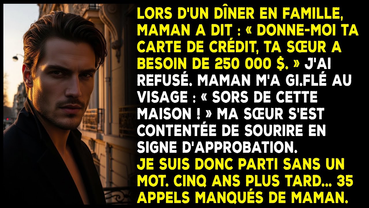 Maman a exigé 250 000 $ pour ma sœur, m’a gi.flé. Je suis parti. 5 ans plus tard, 35 appels manqués.