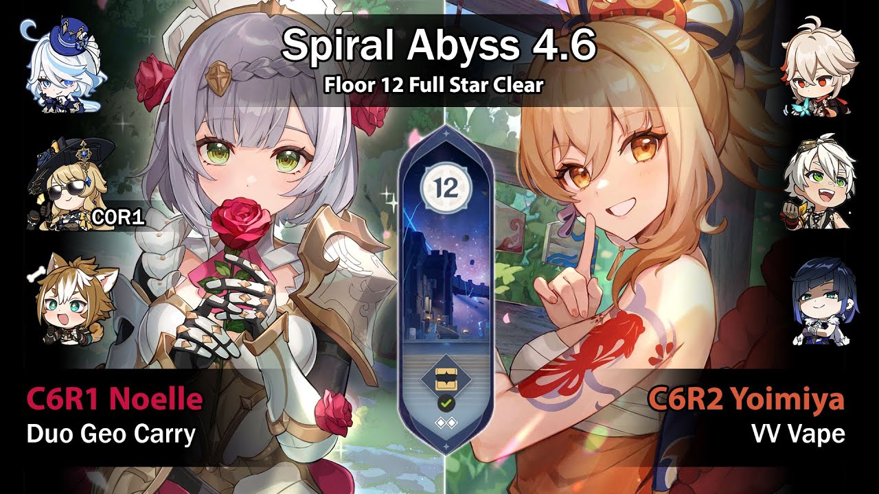 【Spiral Abyss 4.6 F12】R1 Noelle-Navia Duo Carry & C6R2 Yoimiya VV Vape
