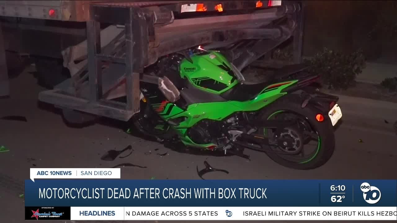 Motorcyclist killed after crashing into truck in Otay Mesa