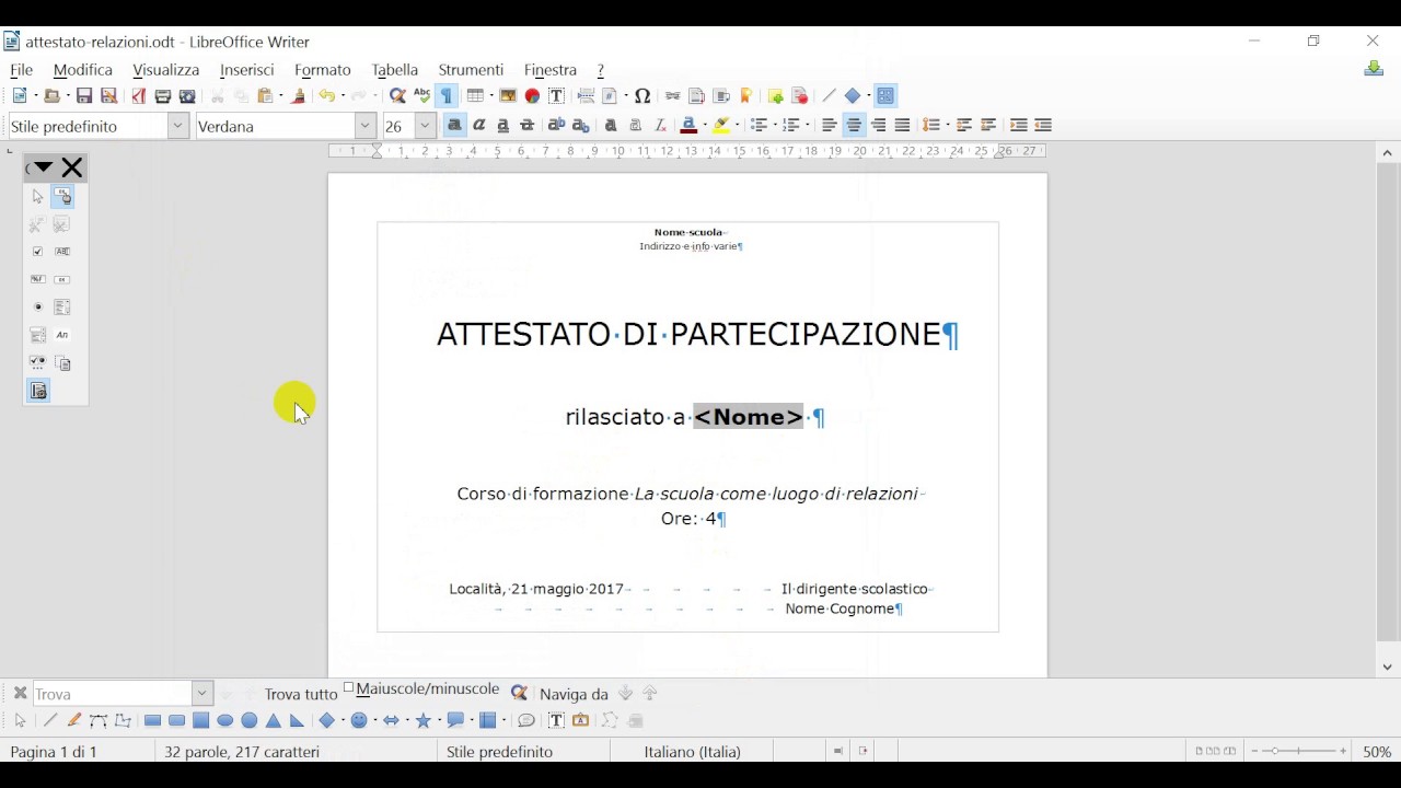 Attestati automatici. Fase 1: la stampa in serie