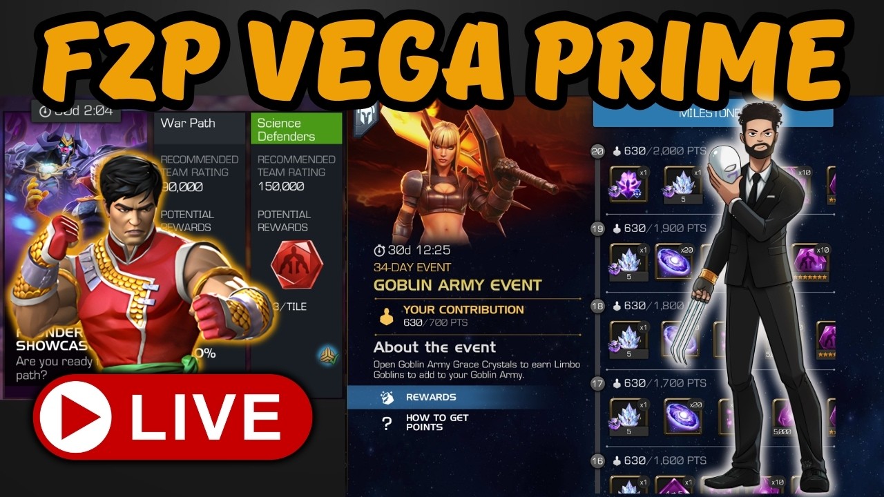 F2P Vega Prime vs War Showcase Science Defender & BGs For Magik Limbo Event - MCoC