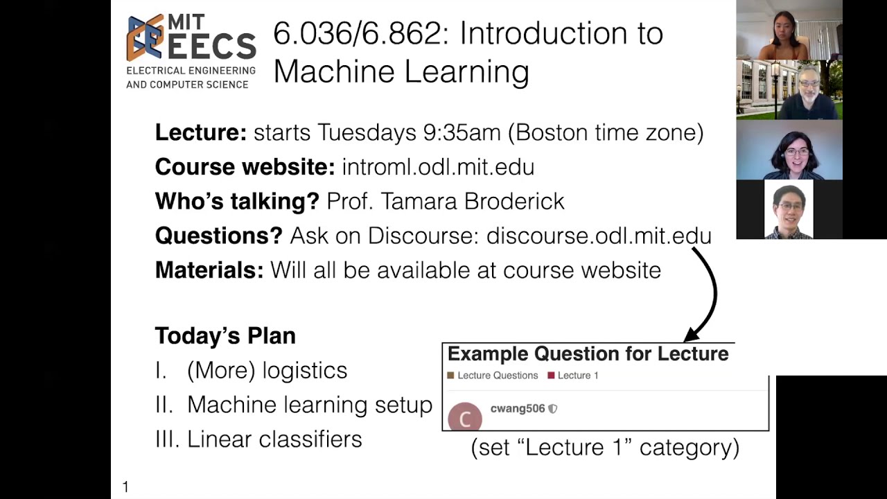 MIT: Machine Learning 6.036, Lecture 1: Basics (Fall 2020)