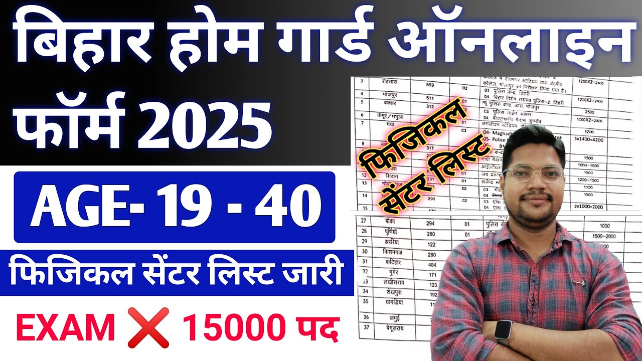 Bihar Home Guard आ गई फिजिकल सेंटर List | Bihar Home Guard Online Date Age Limit