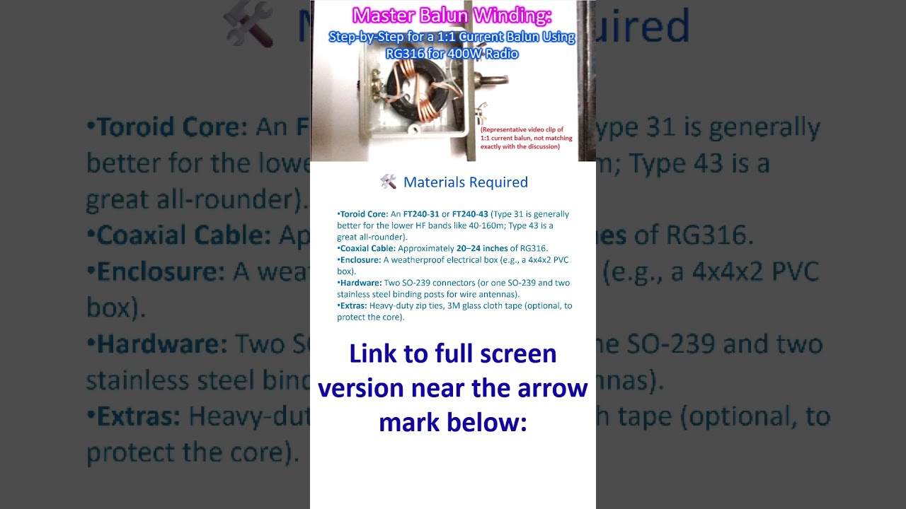 Master Balun Winding: Step-by-Step for a 1:1 Current Balun Using RG316 for 400W Radio