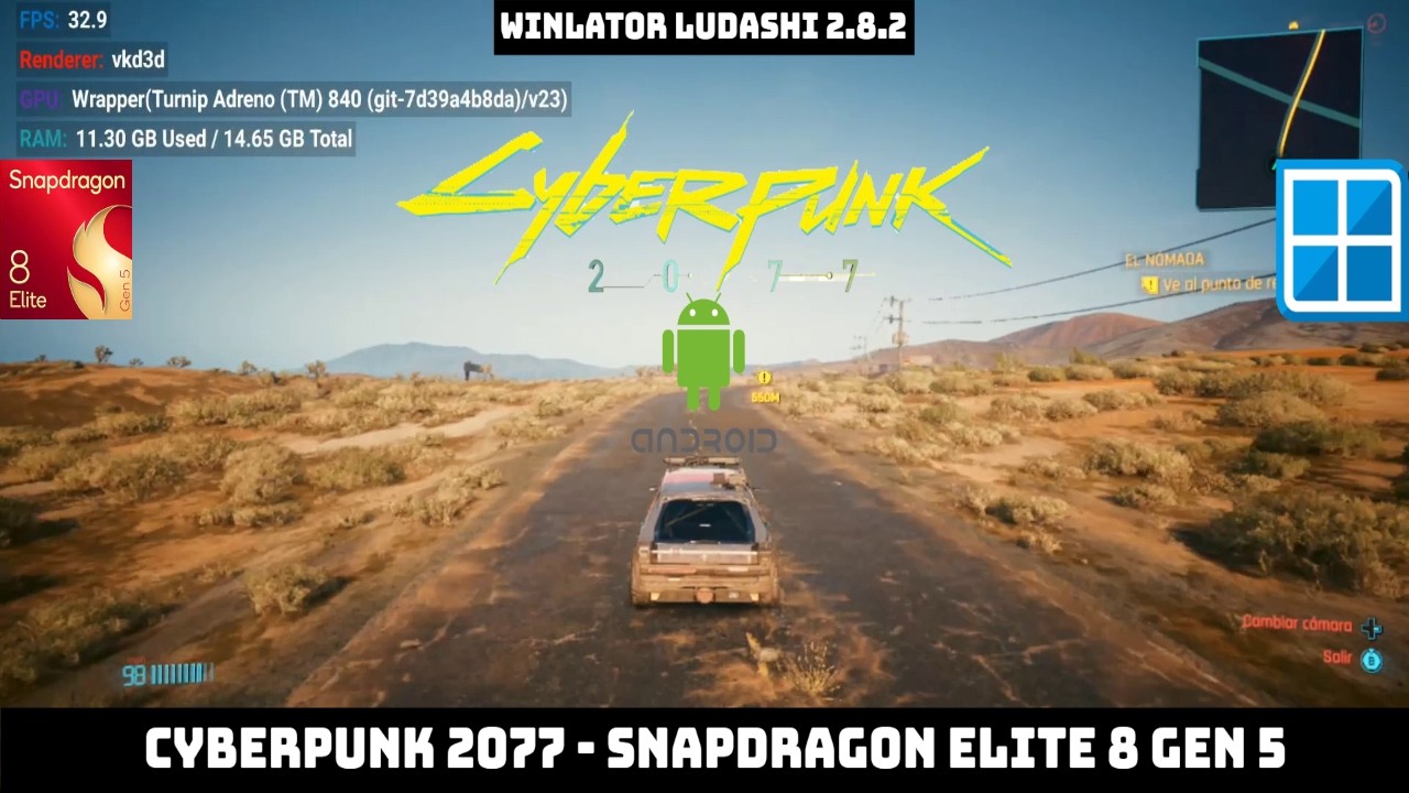 Cyberpunk 2077 Winlator Ludashi 2.8.2 Android - Snapdragon 8 Elite Gen 5 F8 Ultra