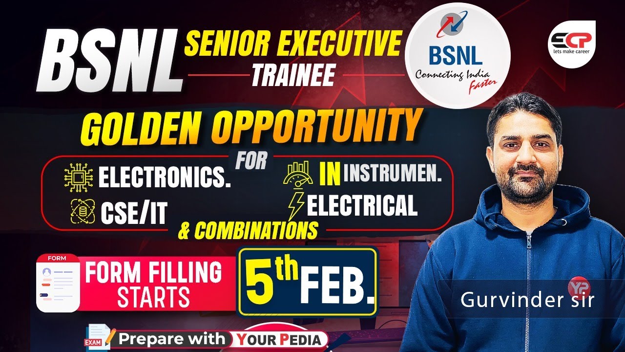 Golden Opportunity | 95 vacancies BSNL SET Recruitment | EC, CS/IT, EE, IN