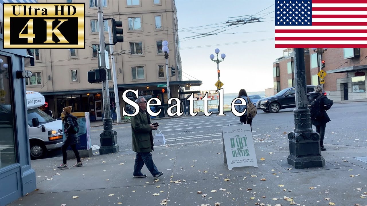🇺🇸Seattle Walk 4K 60fps - Downtown in the early morning -