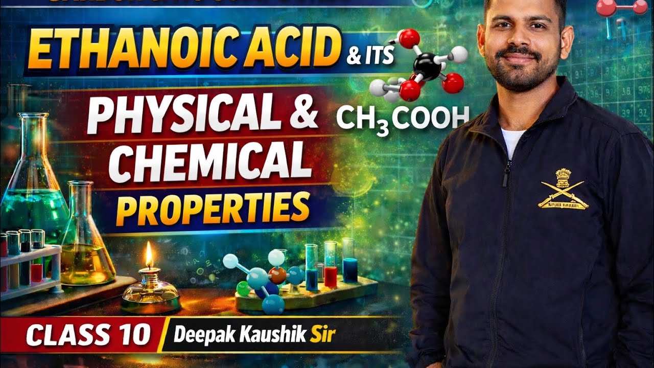 Ethanoic Acid and its properties |Chemisrty by Deepak Kaushik sir | Class 10 Chemistry| Carbon 