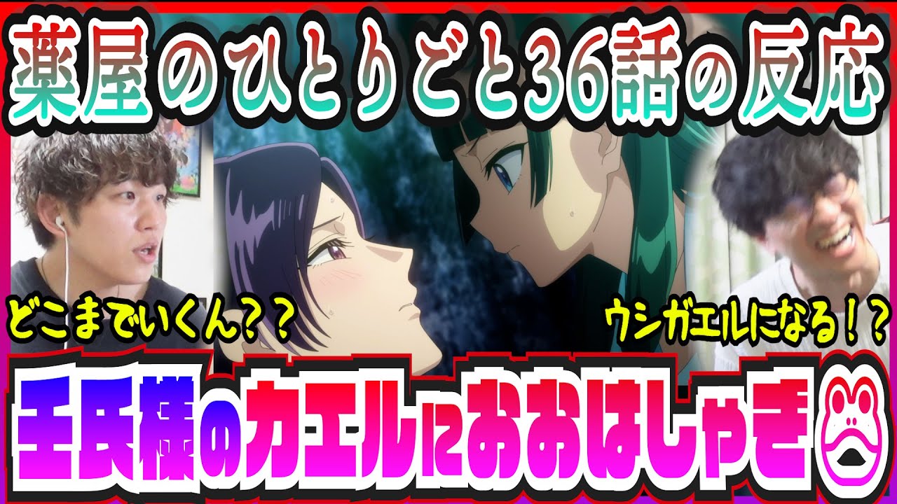 【薬屋のひとりごと2期36話】猫猫の煽りを受けた壬氏様のカエルに目が離せない二人【初見のリアクション】