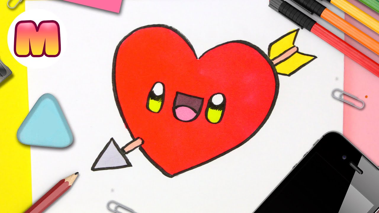 COMO DIBUJAR UN CORAZON KAWAII ❤️ Dibujos faciles kawaii ❤️ Dibujos para  San Valentin con Jape