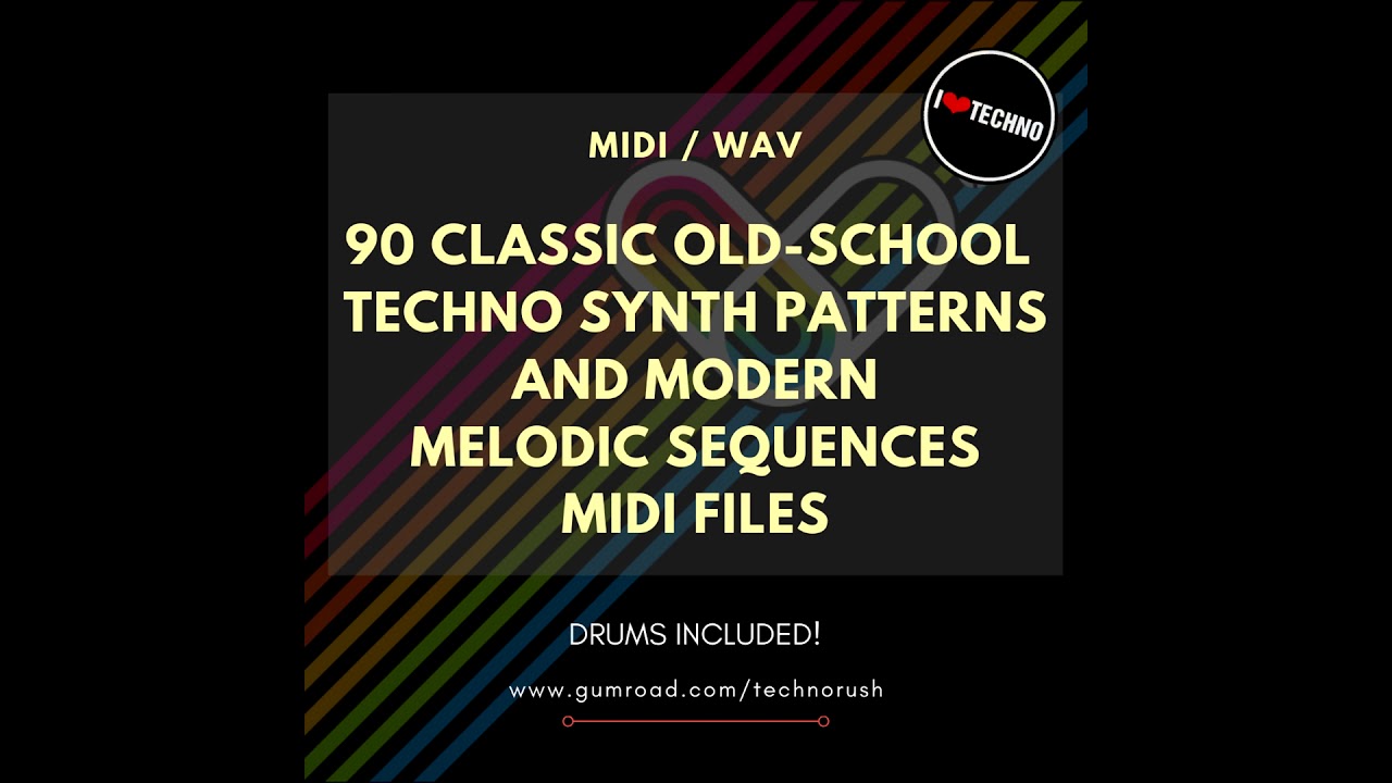 90 Classic Old School Techno Synth Patterns and Modern Melodic Sequences Midi Files (Sample Pack)