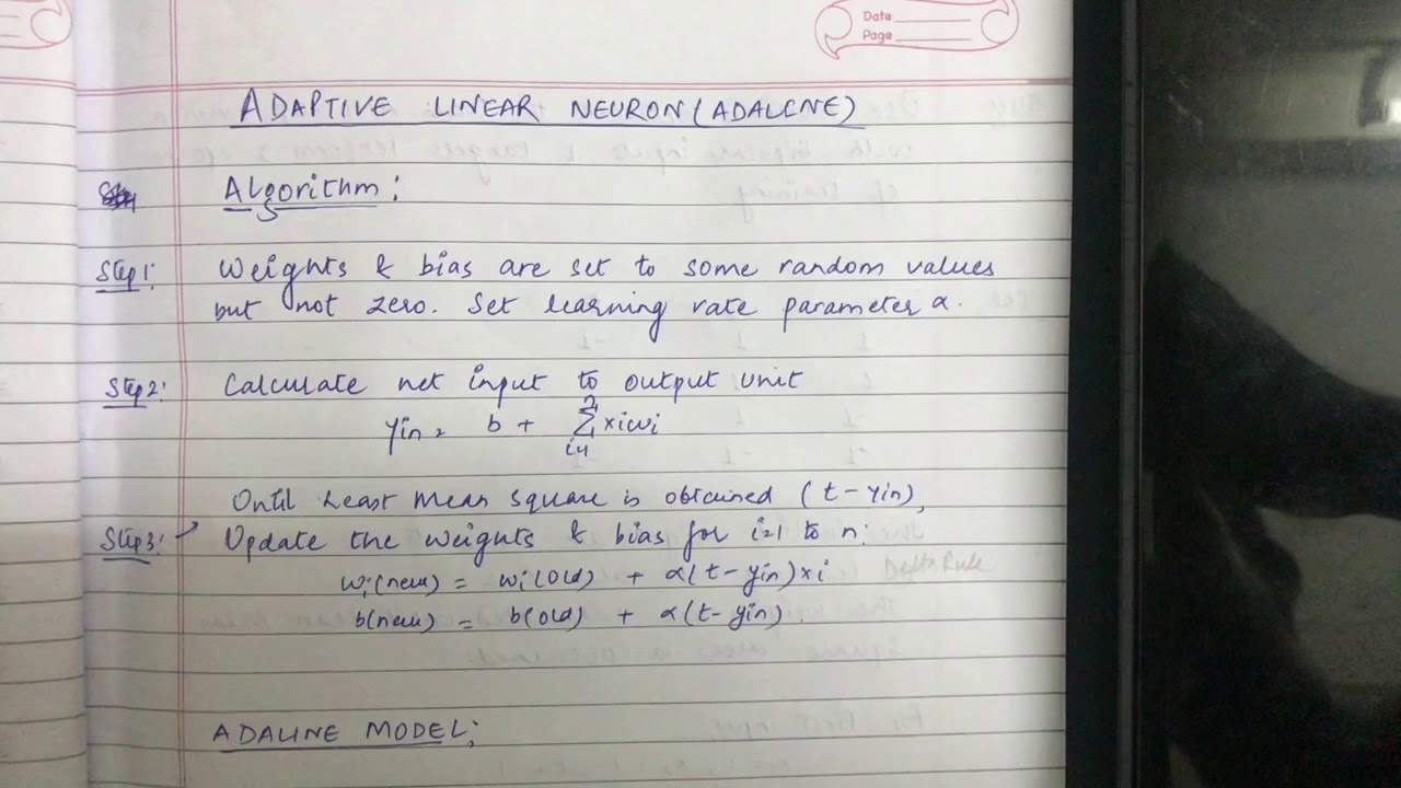 Adaline Algorithm with Solved example