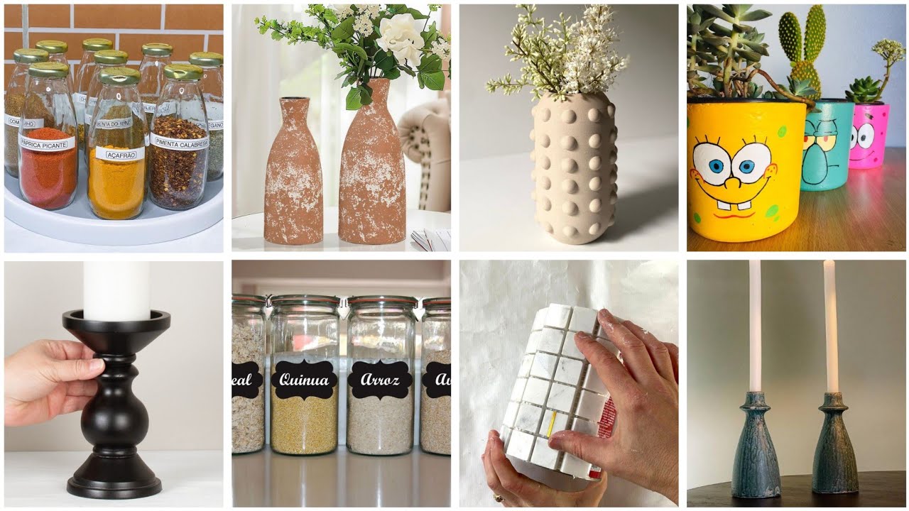 افكار ✨إعادة تدوير♻️ بسيطة وراقية  #قنينات#برطمانات  زجاج#قارورات# DIY recyclage des pots#craft