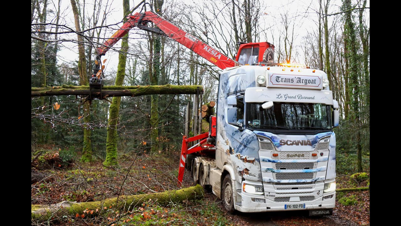 🌲😍 Un sublime Scania S580 de chez Trans' Argoat au chargement de bois de chauffage.