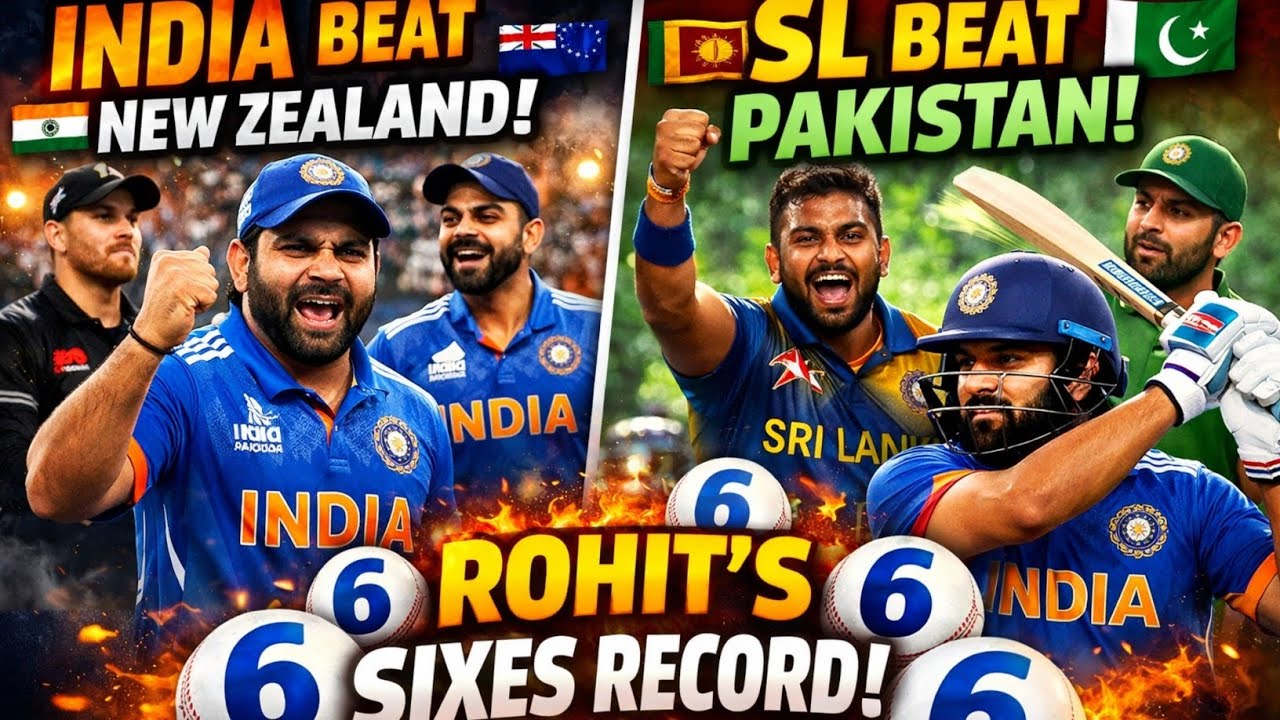 INDIA BEAT NEWZEALAND 🏏🔥 SRI LANKA BEAT PAKISTAN ✅ ROHIT SHARMA RECORD IN SIXES 🏏🔥