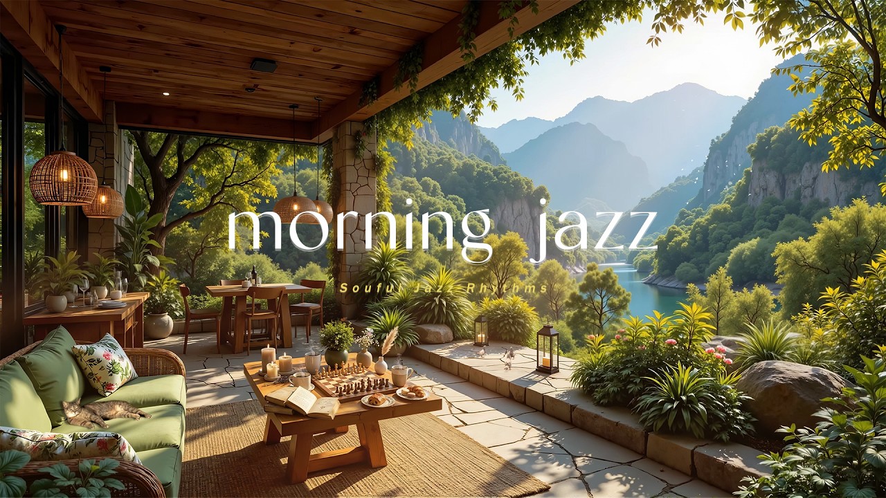 Smooth Jazz & Nature Sounds for Work, Focus | Soft Morning Jazz in a Quiet Forest Terrace