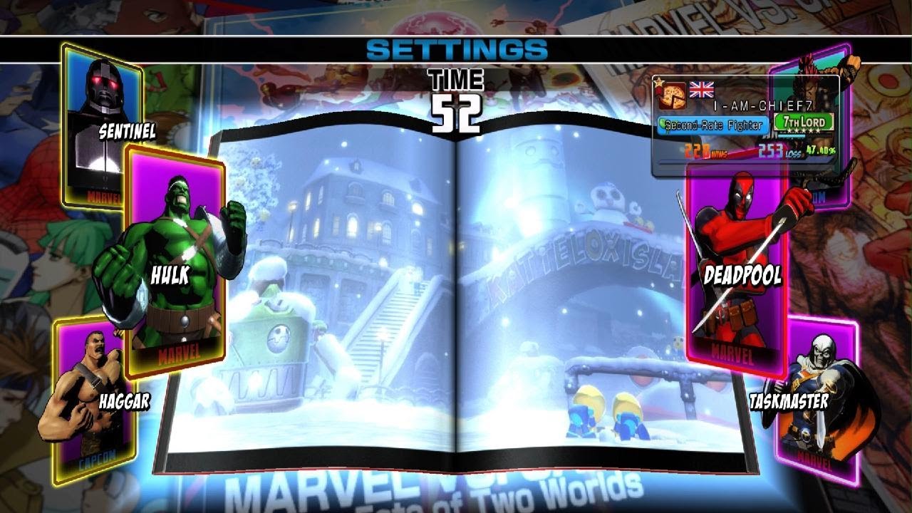 Hulk/Haggar/Sent vs Deadpool/TaskM/Akuma ULTIMATE MARVEL VS. CAPCOM 3