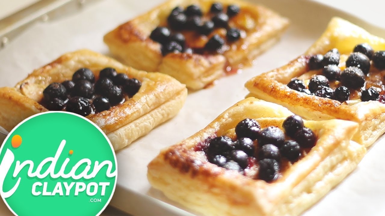 Crispy Blueberry Puff Pastry Tarts Recipe - The Indian Claypot