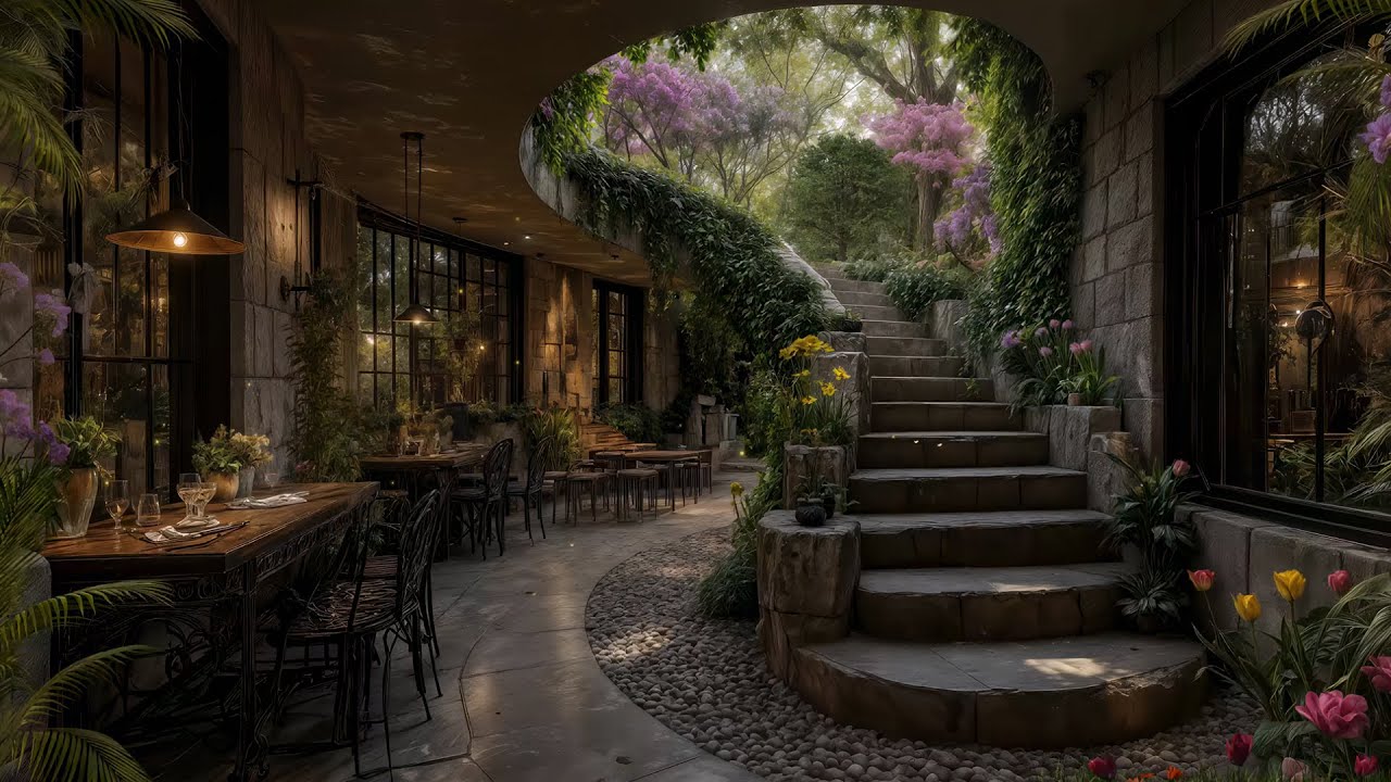 Secret Garden Jazz Café Ambience – Spring Blossoms & Peaceful Vibes