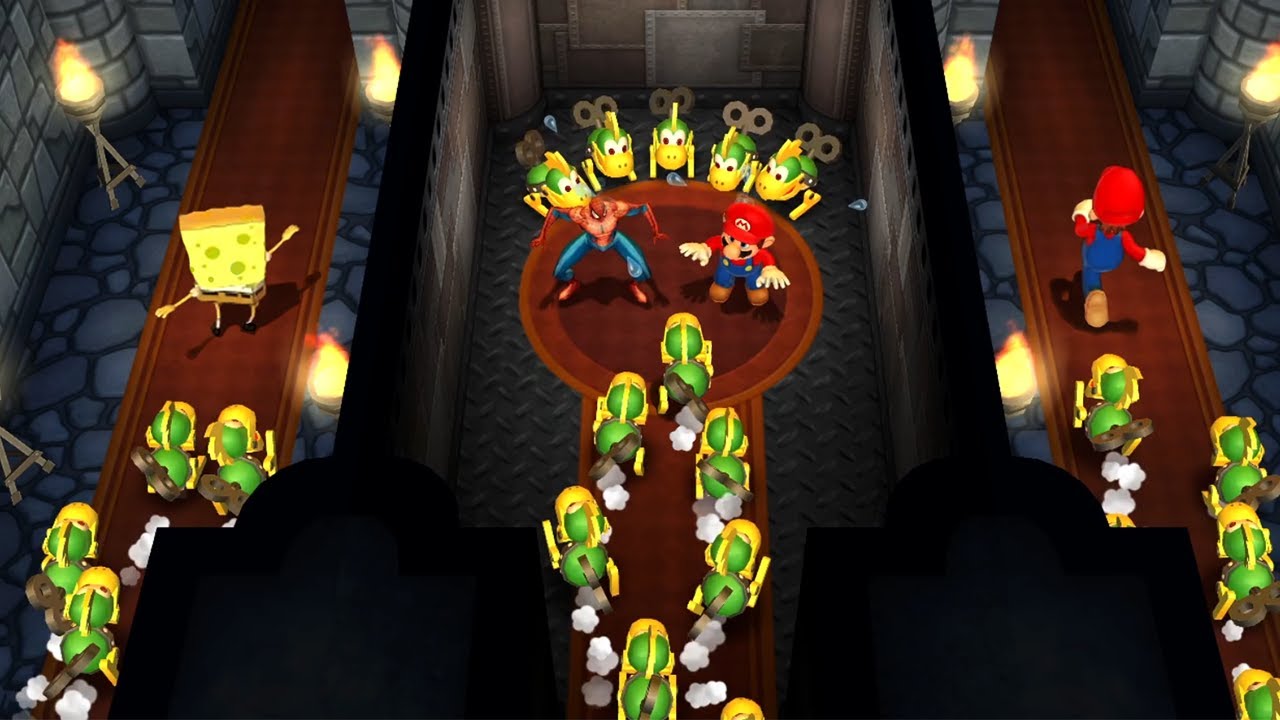 Mario Party 9 Step it Up - Mario Vs Spider Man Vs Luigi Vs SpongeBob Vs (Master Cpu)