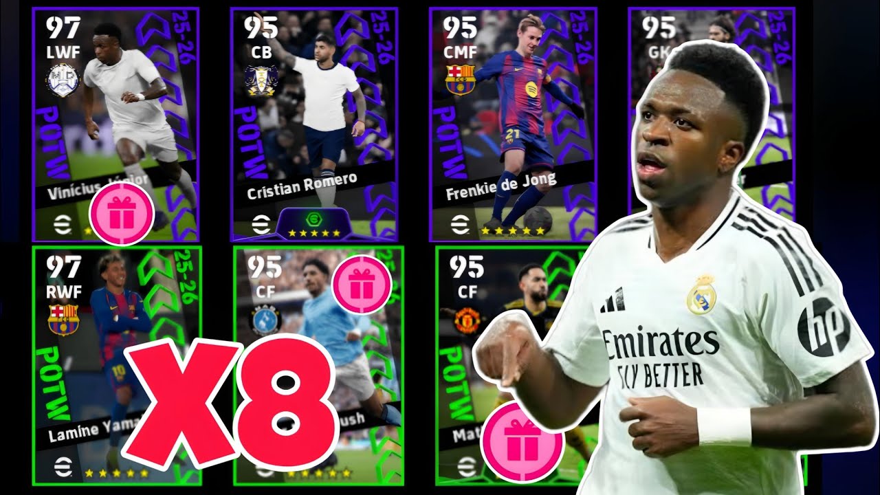 New Featured! 🎁🎉X8 Player Rewards Pack Opening Efootball 2026 Mobile POTW CF Matheus Cunha 101 Rated