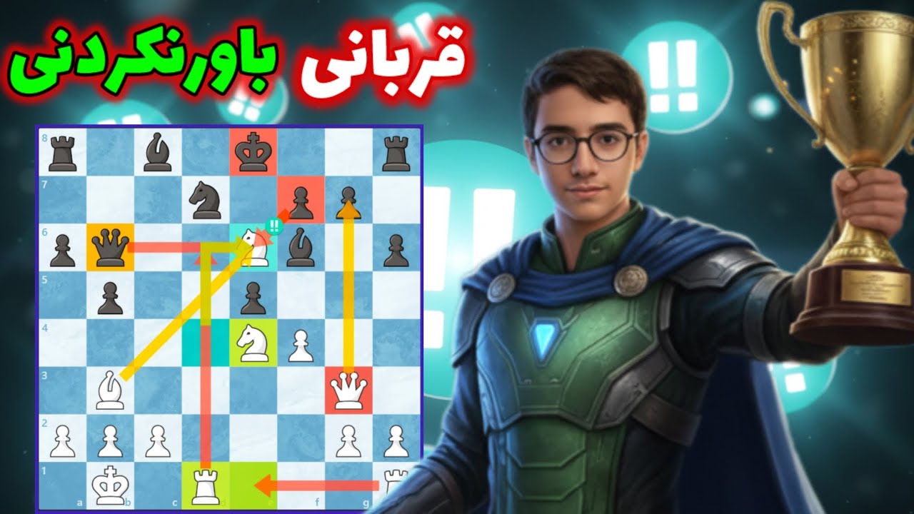 قربانی اسب استثنائی اعجوبه فرازمینی شطرنج ایران!! استاد بزرگ برزیلی دیگه هیچ وقت سیسیلی بازی نمیکنه😎