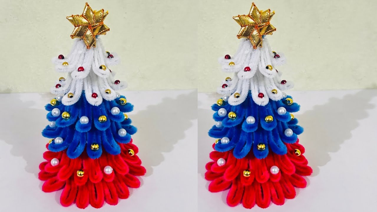 CHRISTMAS TREE 🎄 WITH PIPE CLEANER AND BEADS || #viralvedio #chrismas #christmastree #christmas