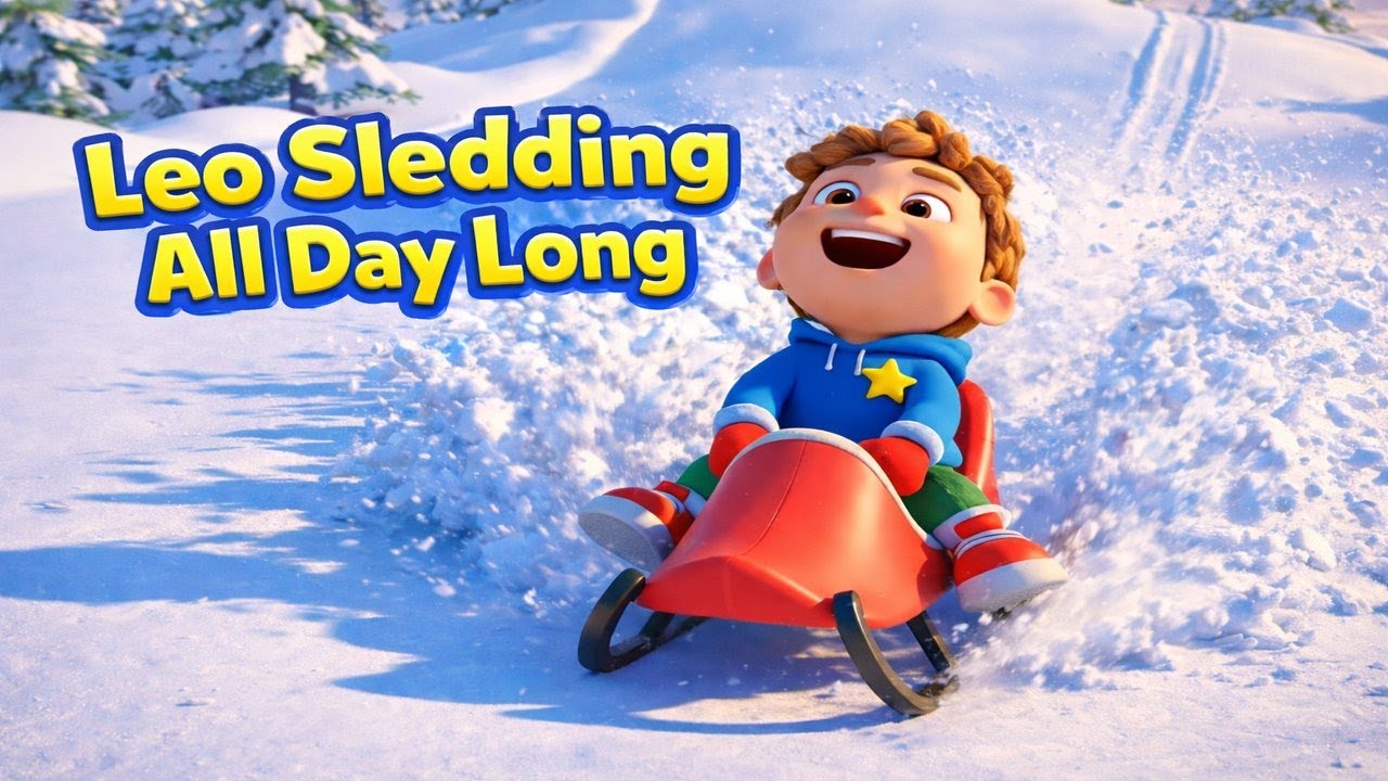 Leo Sledding All Day Long | ❄️ Winter Fun for Kids | Kids Song