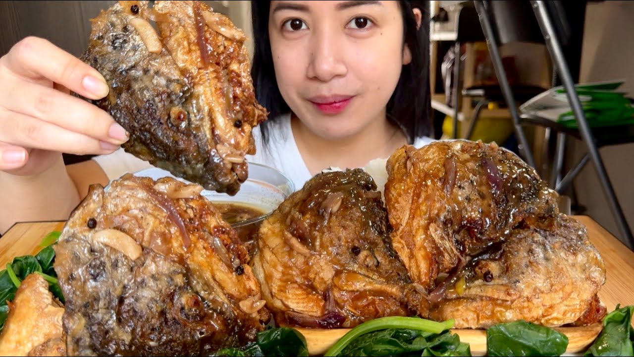ADOBONG ULO NG SALMON | PINOY MUKBANG