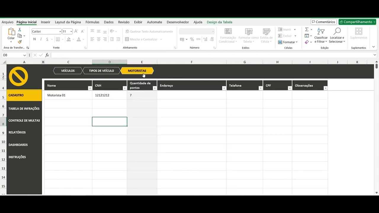 🚗 Planilha de Controle de Multas de Tr&acirc;nsito em Excel | Gest&atilde;o Inteligente de Infra&ccedil;&otilde;es na Frota