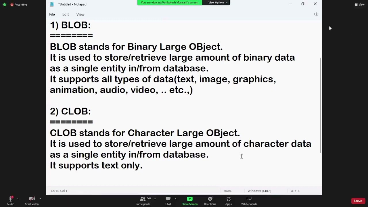 18  Advanced Datatype   BLOB   CLOB   Intro to Rowset
