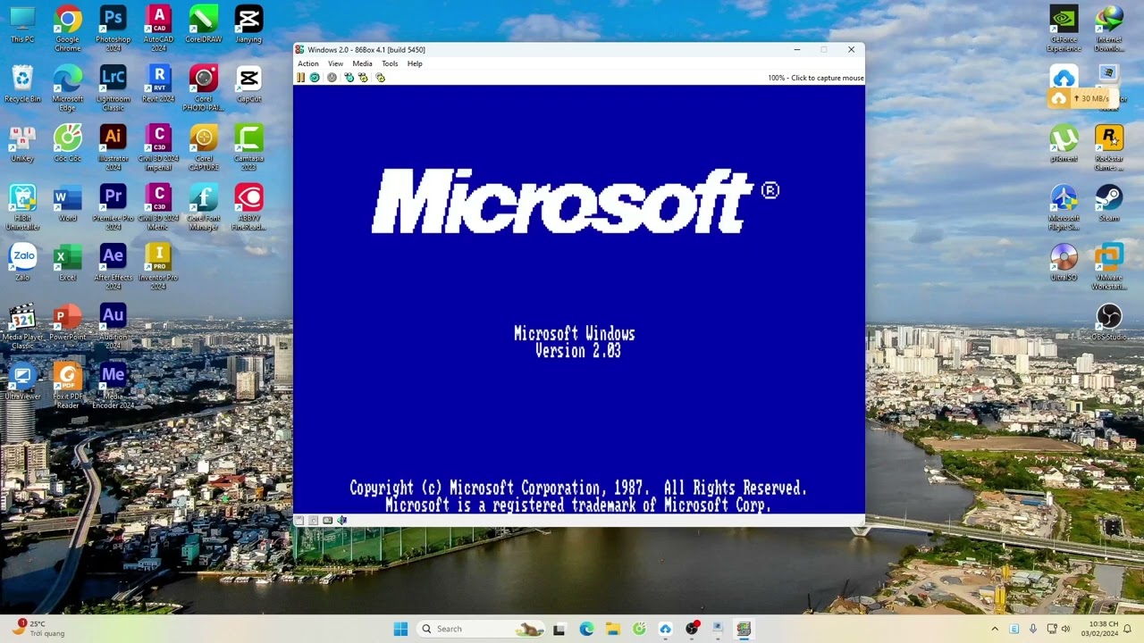 C&agrave;i đặt MS-DOS 6.22 v&agrave; Windows 2.03 tr&ecirc;n 86Box
