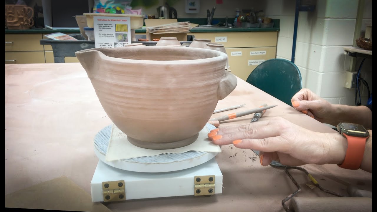 Making a Batter Bowl with Pouring Spout and Snug Handle on the Potter's Wheel