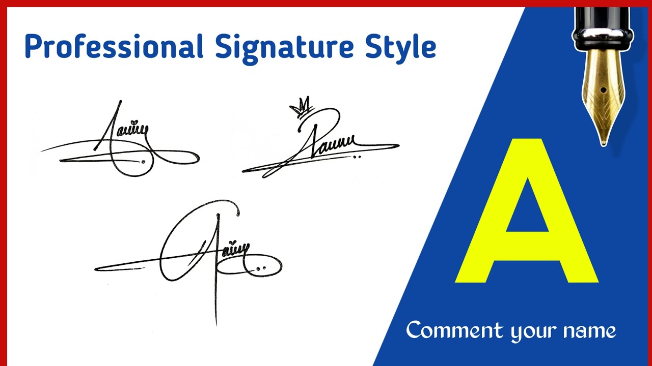 Professional signature for letter 'A' || Stylish autograph writing ideas