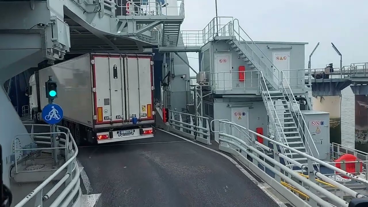Entering ferry Calais - Dover with my truck.